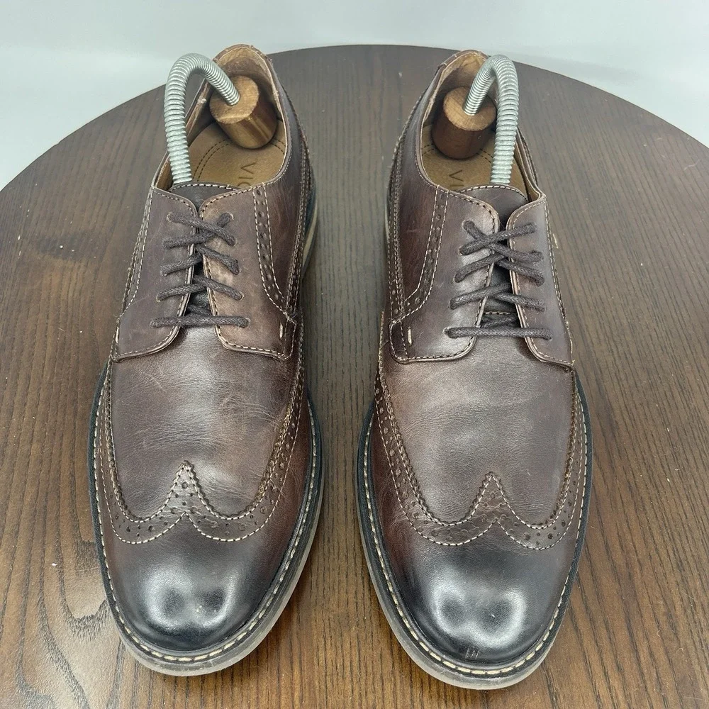 Vionic Bowery Bruno Shoes Men's 10 Brown Leather‎ Wingtip Oxford Brogue Dress